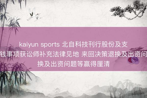 kaiyun sports 北自科技刊行股份及支付现款购买金钱事项获讼师补充法律见地 来回决策退换及出资问题等赢得厘清