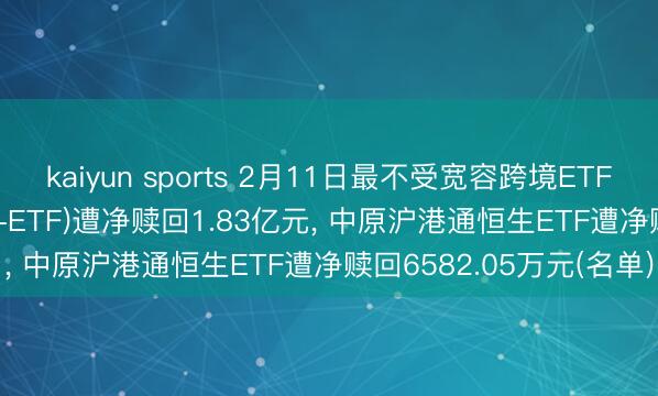 kaiyun sports 2月11日最不受宽容跨境ETF: 易方达恒生国企(QDII-ETF)遭净赎回1.83亿元, 中原沪港通恒生ETF遭净赎回6582.05万元(名单)