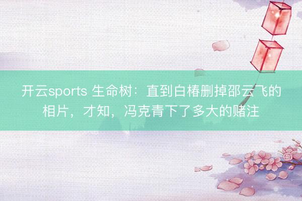 开云sports 生命树：直到白椿删掉邵云飞的相片，才知，冯克青下了多大的赌注