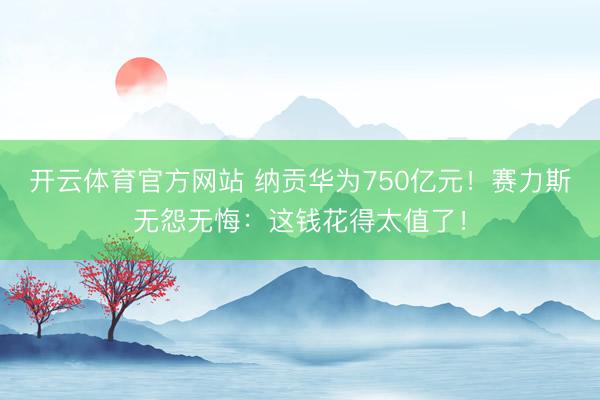 开云体育官方网站 纳贡华为750亿元！赛力斯无怨无悔：这钱花得太值了！
